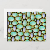 Carte Postale Opal Broch Gem Gemstone Motif Turquoise (Devant / Derrière)