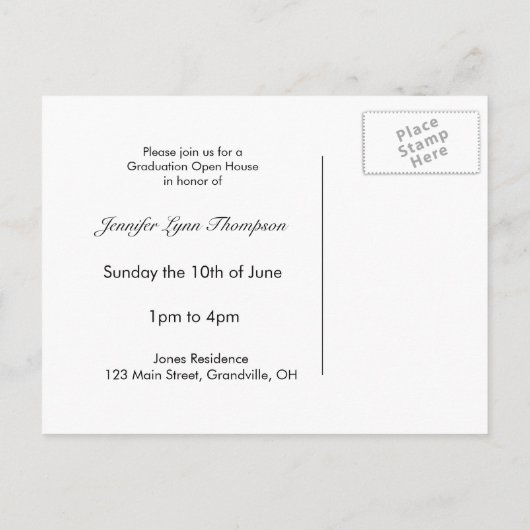 Carte postale Open House (Dos)