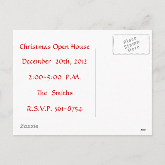 Carte postale Open House de Noël (Dos)