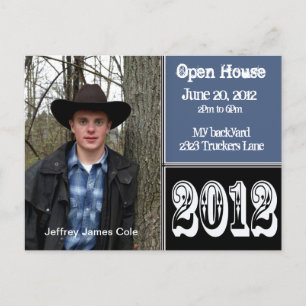 Carte postale Open House noir et bleu