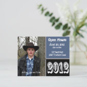 Carte postale Open House noir et bleu (Debout devant)