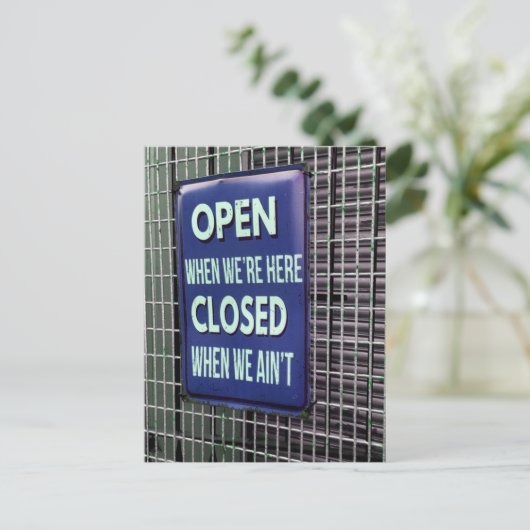 Carte Postale Open Sign Funny, Closed Sign Funny (Debout devant)