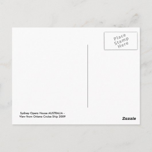 Carte Postale Opéra de Sydney (Dos)