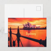 Carte Postale Opéra de Sydney Australie Orange Sky (Devant / Derrière)