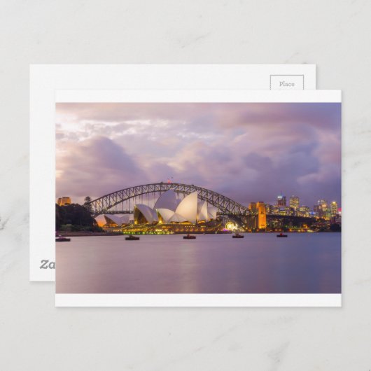 Carte Postale Opéra de Sydney la nuit (Devant / Derrière)