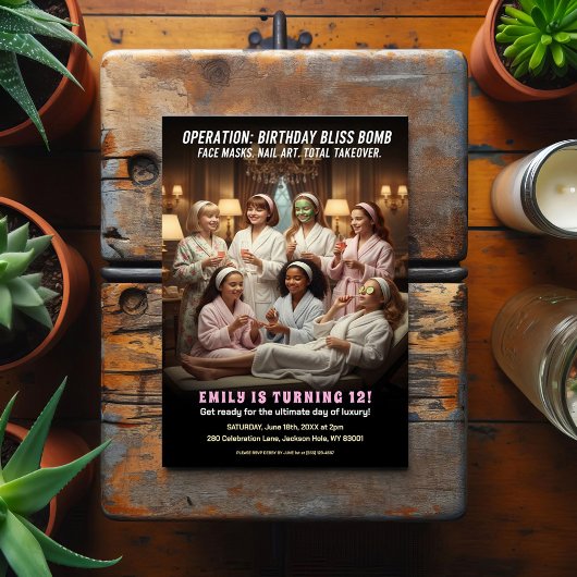 Carte Postale Opération Party Spa Bliss d'anniversaire