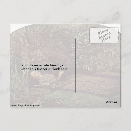 Carte Postale Ophelia Par John Everett Millais (Dos)