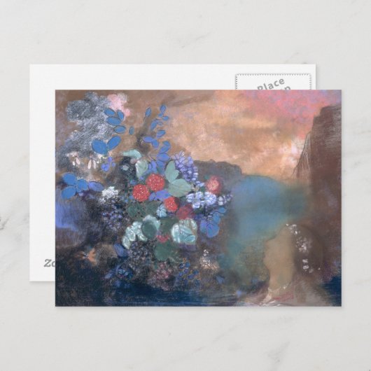 Carte Postale Ophélie parmi les fleurs, vers 1905-8 (Devant / Derrière)