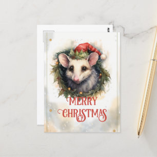 Carte Postale Opossum Watercolor