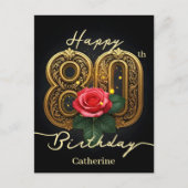 Carte Postale Opulent Chic Rose Rouge Orfèvrerie 80e Anniversair (Devant)