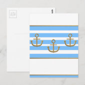 Carte Postale or ancre bleu blanc arrière - plan (Devant / Derrière)
