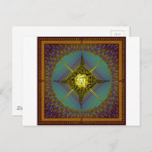 Carte Postale Or bleu électrique de conception de mandala (Devant / Derrière)