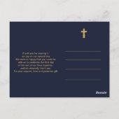 Carte Postale Or bleu marine élégante typographie Merci (Dos)