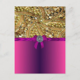Carte Postale Or bling & magenta