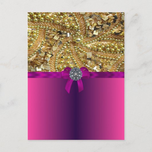 Carte Postale Or bling & magenta (Devant)
