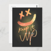 Carte Postale Or brillant Gardez-le en haut drôle Sourire Emoji (Devant / Derrière)