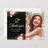 Carte Postale or confetti diplôme photo merci (Devant / Derrière)