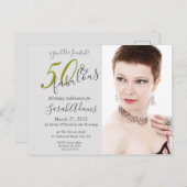 Carte Postale Or élégant 50 ans & Fabulouse fête d'anniversaire (Devant / Derrière)