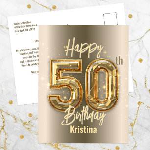 Carte Postale Or et diamant chatoyants 50e anniversaire