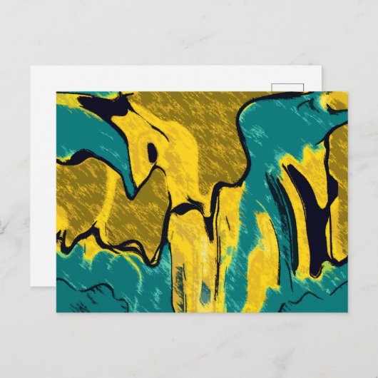Carte Postale Or et Turquoise Abstrait (Devant / Derrière)