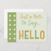 Carte Postale Or et vert, juste un mot pour dire bonjour (Devant / Derrière)