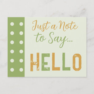 Carte Postale Or et vert juste un mot pour dire bonjour