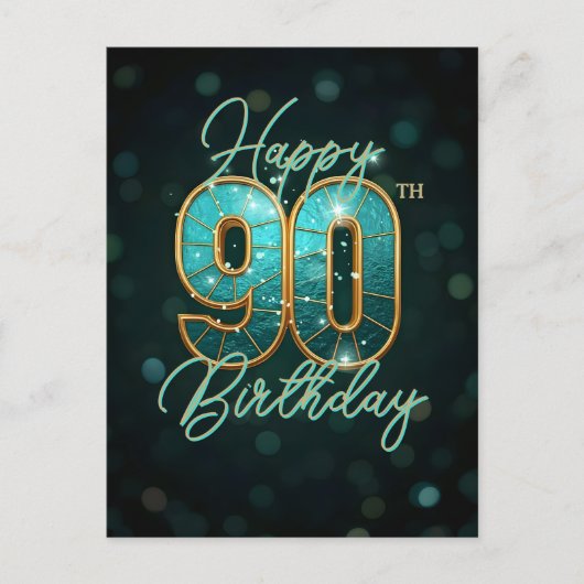 Carte Postale Or étincelant sarcelle 90e anniversaire étape impo (Devant)