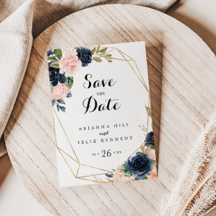 Carte Postale Or Géométrique Élégante Florale d'hiver Enregistre