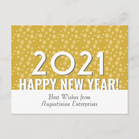 Carte Postale OR moderne | Les flocons de neige | Bonne année |  (Devant)