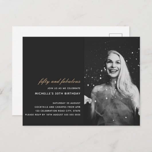 Carte Postale Or Noir 50 et Photo Art Déco Fabuleuse 50e (Devant / Derrière)