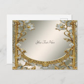 Carte postale Or Ornat Blanc Floral (Devant / Derrière)
