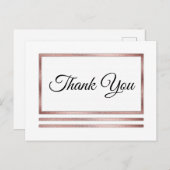 Carte Postale Or Rose | Merci blanc moderne simple élégant (Devant / Derrière)