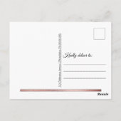 Carte Postale Or Rose | Merci blanc moderne simple élégant (Dos)