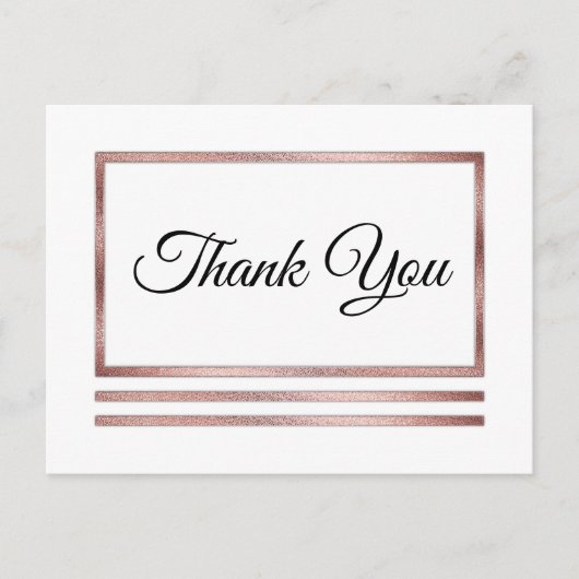 Carte Postale Or Rose | Merci blanc moderne simple élégant (Devant)