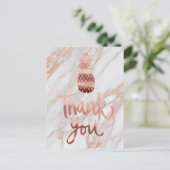Carte Postale or rose merci calligraphie ananas (Debout devant)