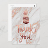 Carte Postale or rose merci calligraphie ananas (Devant / Derrière)