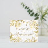 Carte Postale Or simple Floral Bridesmaid Merci (Debout devant)