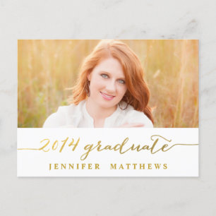 Carte Postale Or simple Invitation de la fête de graduation