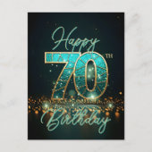 Carte Postale Or Teinté Sophistiqué 70e Anniversaire Brillant (Devant)