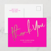 Carte Postale Or Universel Élégant Merci en Or Rose (Devant / Derrière)