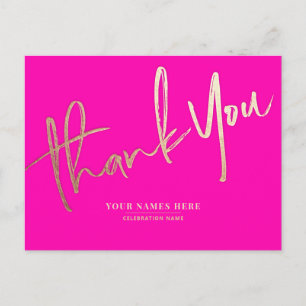 Carte Postale Or Universel Élégant Merci en Or Rose