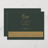 Carte Postale Or Vert RSVP (Devant / Derrière)