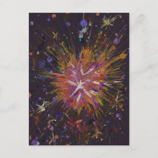 Carte Postale Orange Abstrait Art Star Acryllique peinture plaqu (Devant)