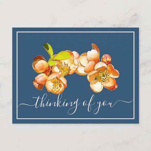Carte Postale Orange Arrière - plan Quince Bleu Penser À Vous (Devant)