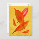 Carte Postale Orange Automne automne feuille saisonnière art (Devant / Derrière)