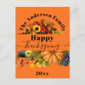 Carte Postale Orange Automne Harvest Famille Salutation Thanksgi (Devant)