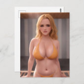 Carte Postale Orange Bikini AI Imaginaire femme (Devant / Derrière)
