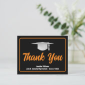 Carte Postale Orange Black Graduate Custom Merci (Debout devant)