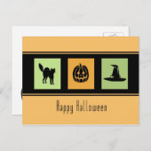 Carte postale Orange Black Happy Halloween (Devant / Derrière)