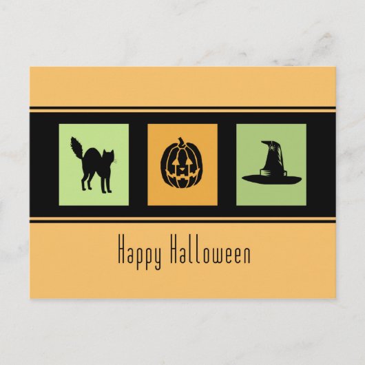 Carte postale Orange Black Happy Halloween (Devant)